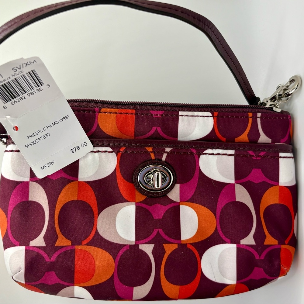 Coach Pink and Orange Patterned Wristlet